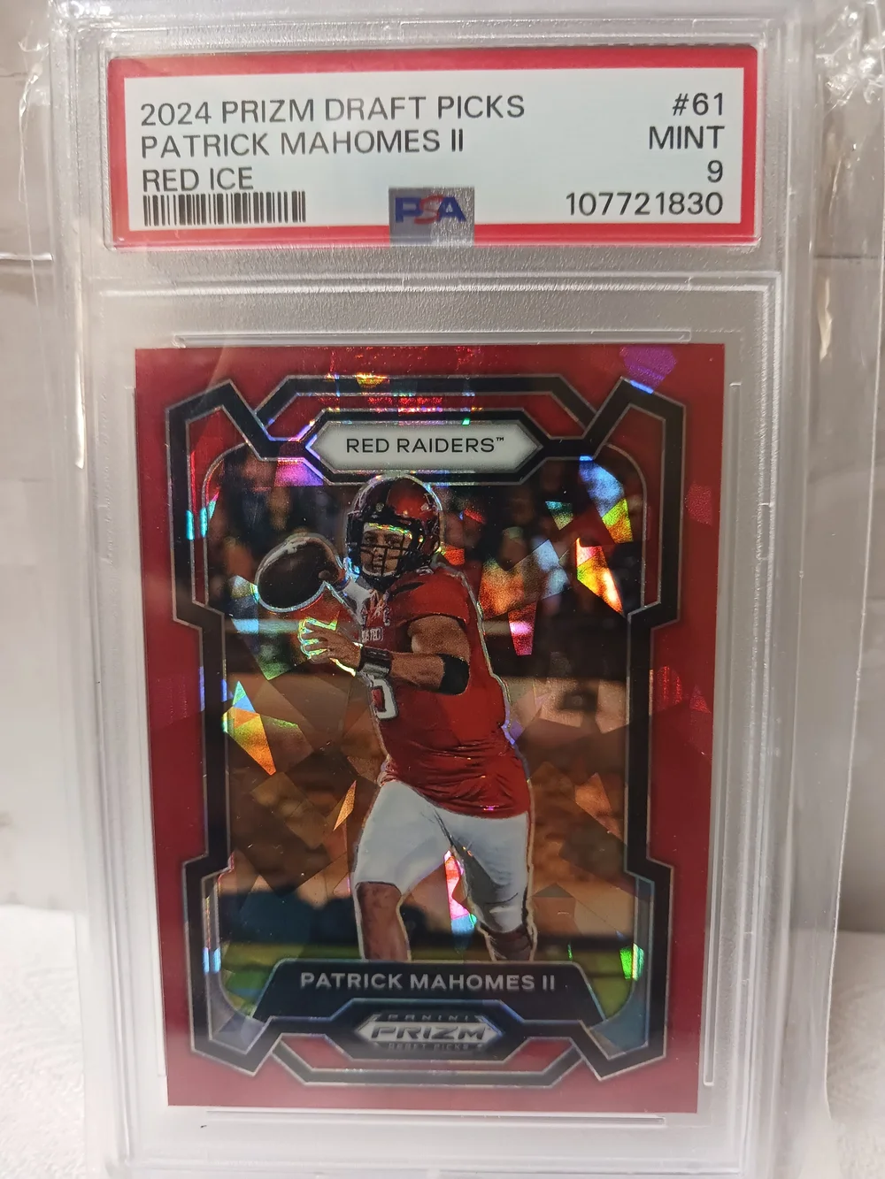 Patrick Mahomes II 2024 Prizm Draft Picks Red Ice Football Card PSA 9 - Picture 1 of 4